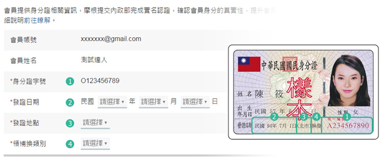 根據身分證輸入對應資料